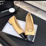 lambskin leather CC ballet flats featuring a stitched CC logo on the toe cap