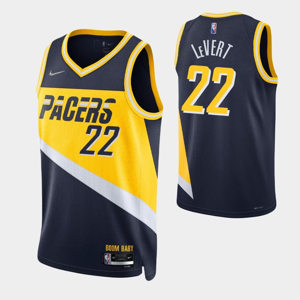 Pacers black/yellow 22 levert jersey