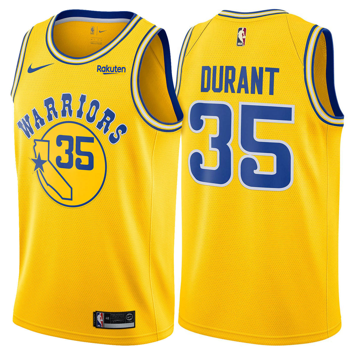 The warriors yellow 35 durant jersey
