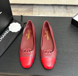 lambskin leather CC ballet flats featuring a stitched CC logo on the toe cap
