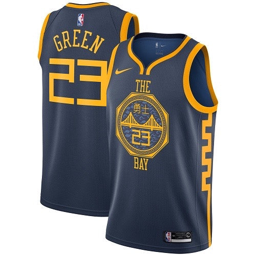 The warriors navy blue 23 green  jersey