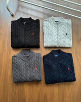 RL2503#拉夫*劳伦麻花拉链立领毛衣