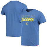 Golden State Warriors Sportiqe Heathered Royal Gold Blooded Comfy Tri-Blend T-Shirt