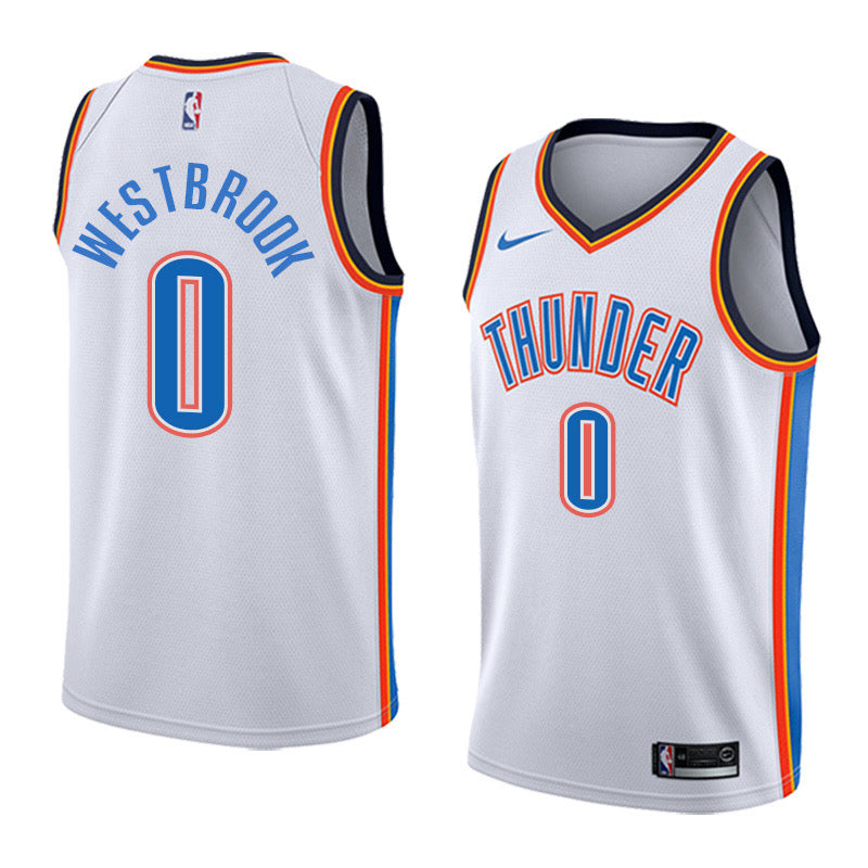 Thunder white 0 westbrook jersey