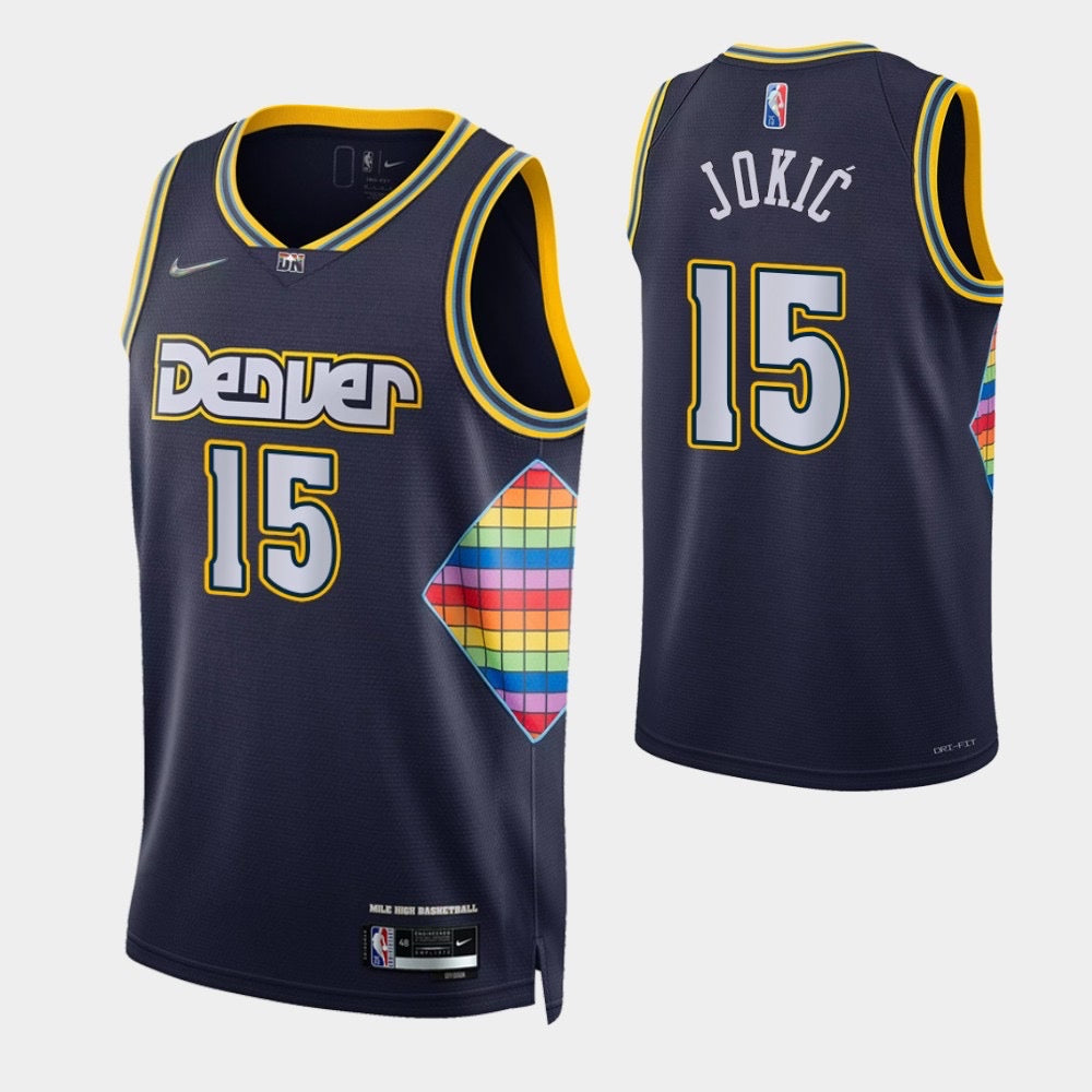 Denver blue/multi color 15 jokic jersey