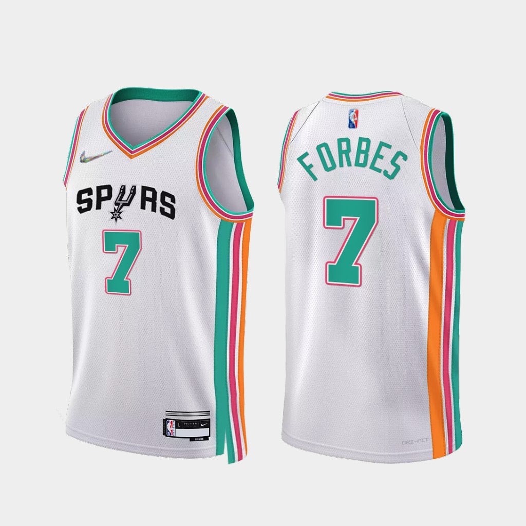 Spurs white/green 7 forbes jersey
