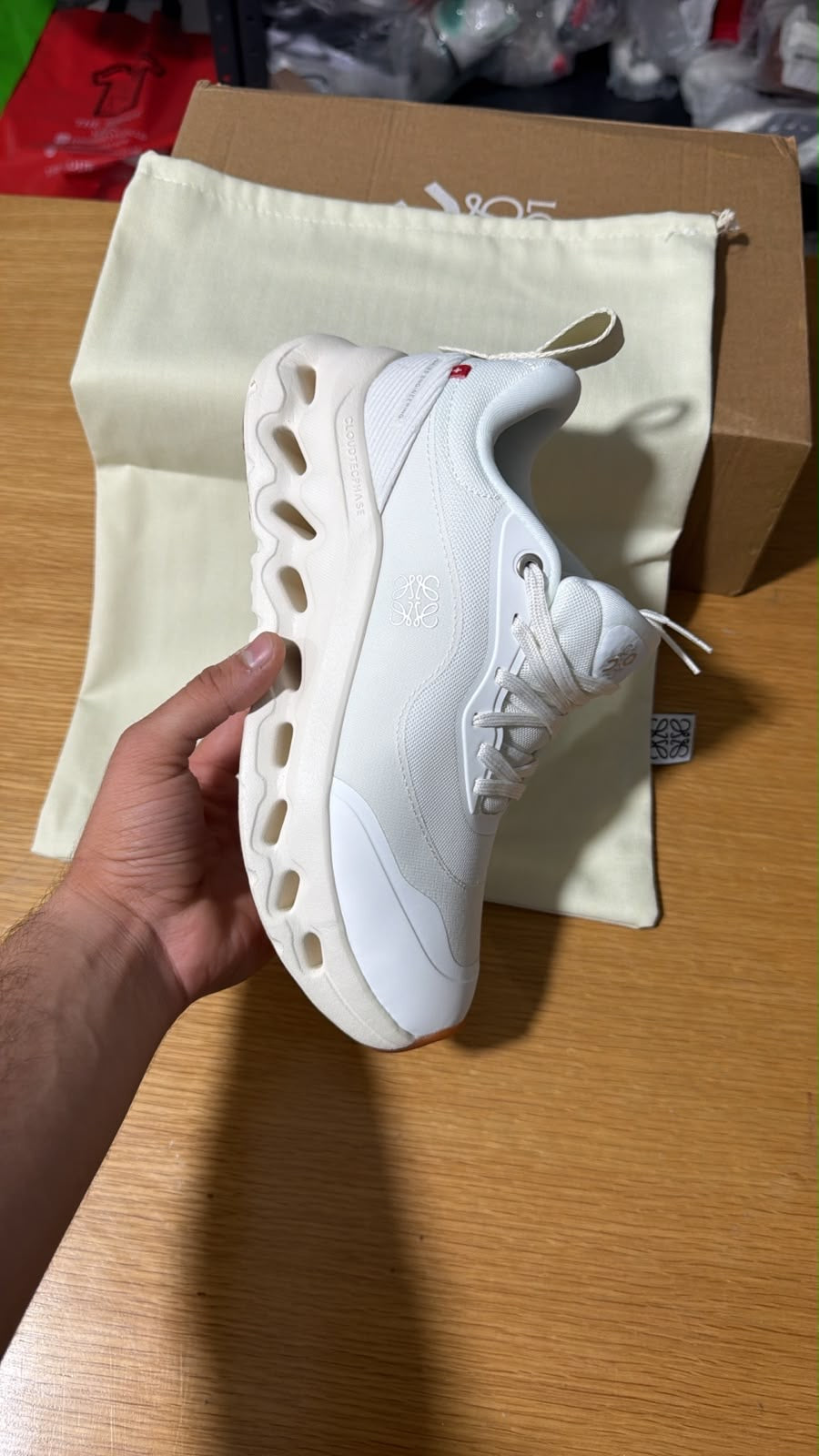 Loewe Cloudtilt 2 sneaker in white, featuring a distinctive chunky perforated CloudTec sole