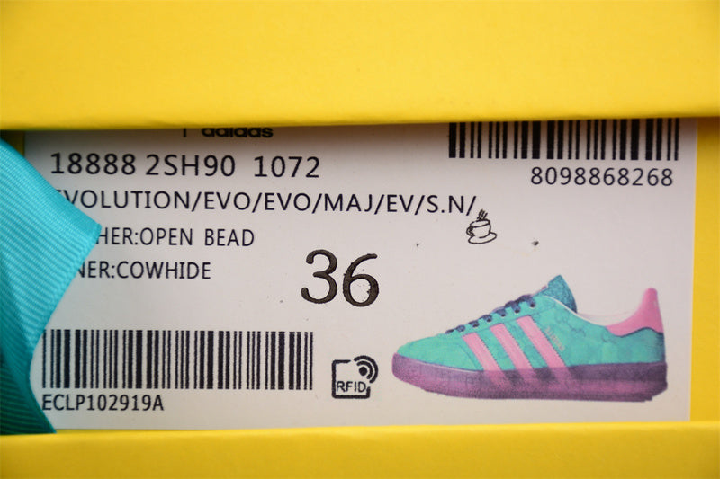 【380】[737967 FAAW3 3746]-[ADIDAS ORIGINALS GAZELLE ESQUISITE GU*CCI GREEN/PINK/PURPLE]