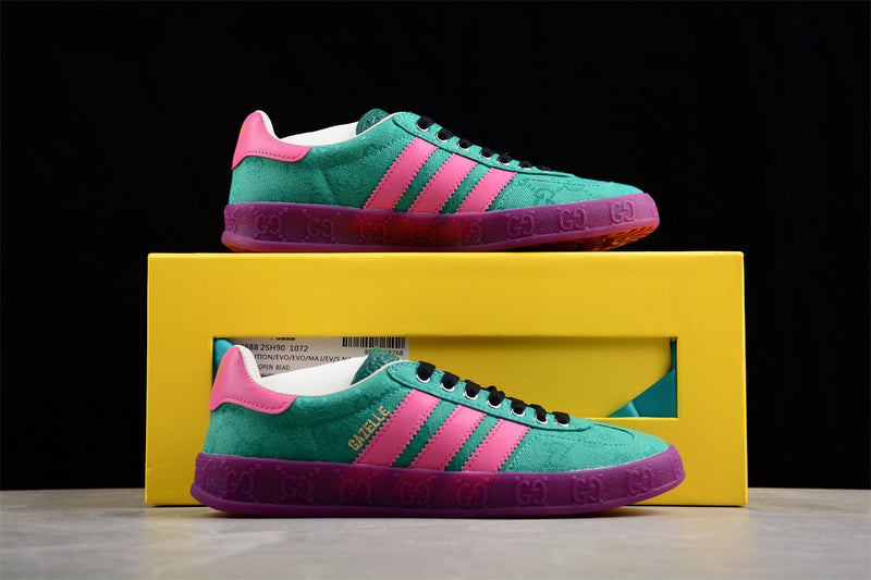 【380】[737967 FAAW3 3746]-[ADIDAS ORIGINALS GAZELLE ESQUISITE GU*CCI GREEN/PINK/PURPLE]