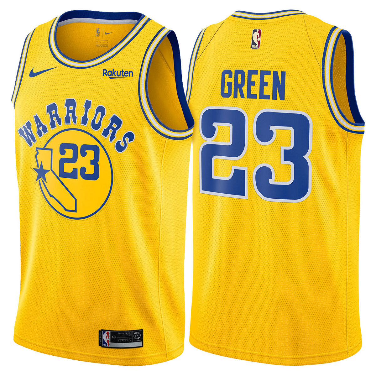 The warriors yellow 23 green  jersey