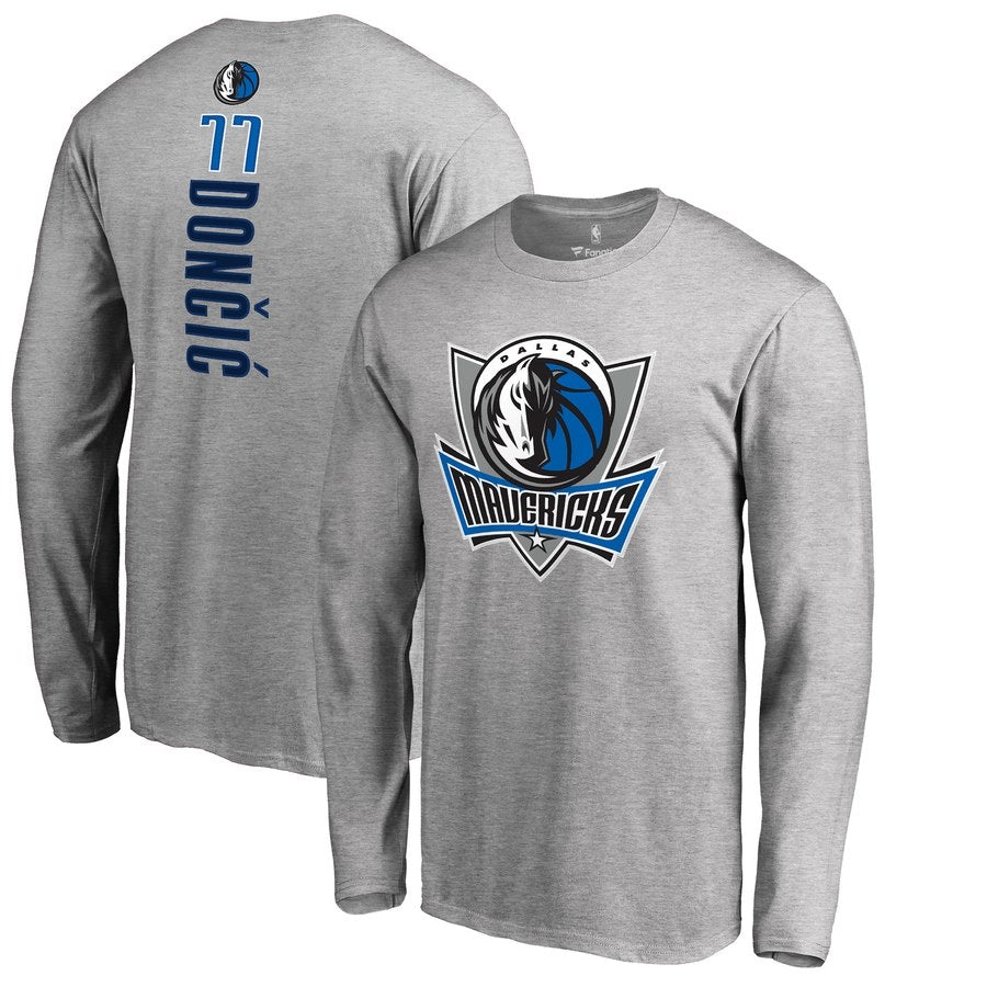Dallas mavericks 77 doncic grey long shirt