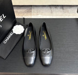 lambskin leather CC ballet flats featuring a stitched CC logo on the toe cap