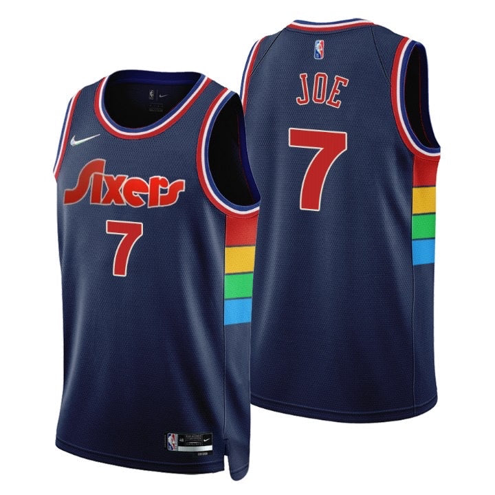 Sixers dark blue 7 joe jersey