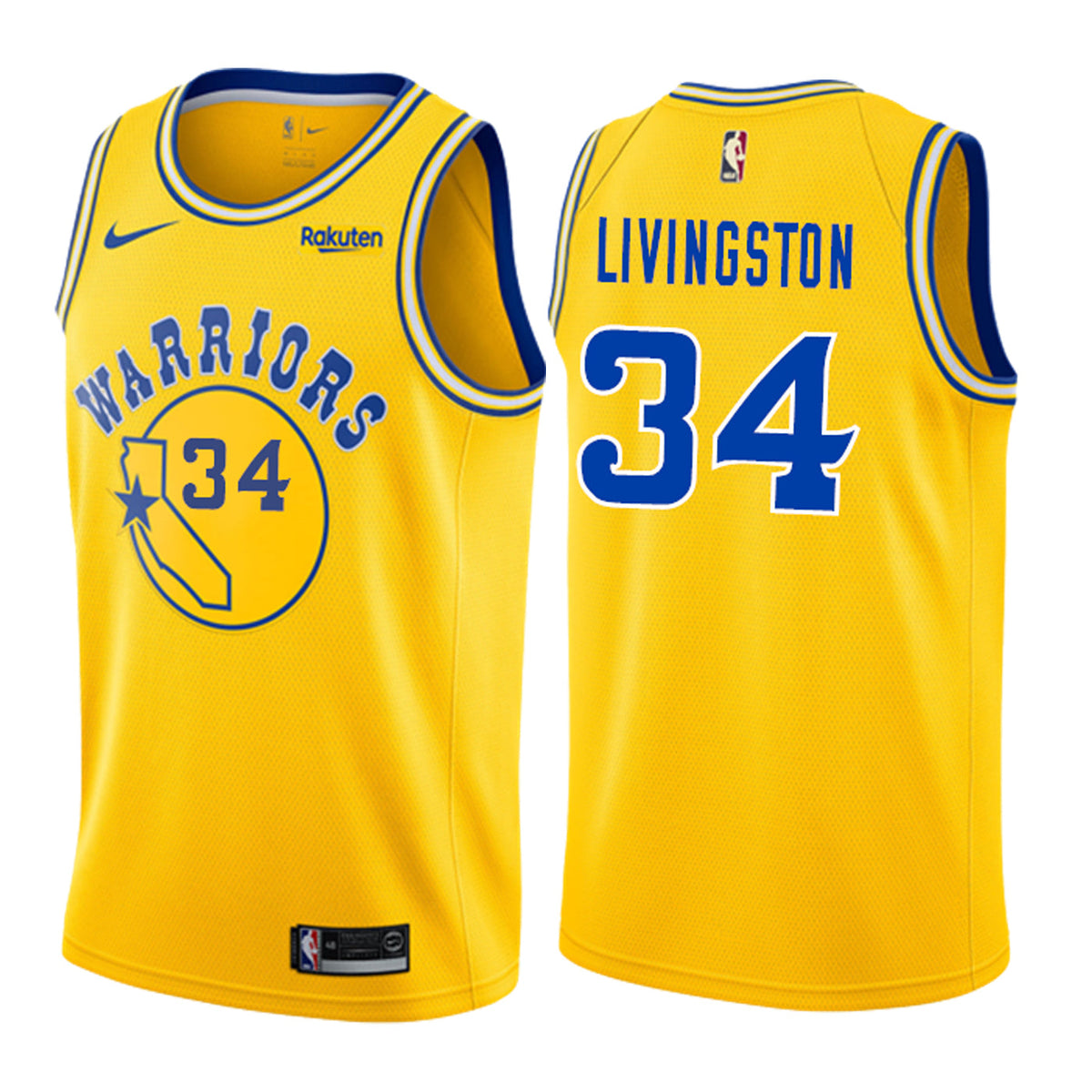 The warriors yellow 34 livingston jersey