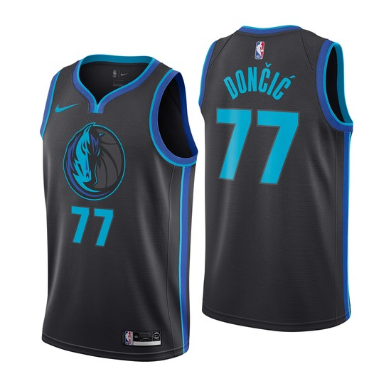 Mavericks black/blue 77 Doncic jersey