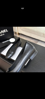lambskin leather CC ballet flats featuring a stitched CC logo on the toe cap