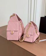 suede Chanel 25 handbags feature diamond quilting and iconic goldand silver tone CC chain drawstrings