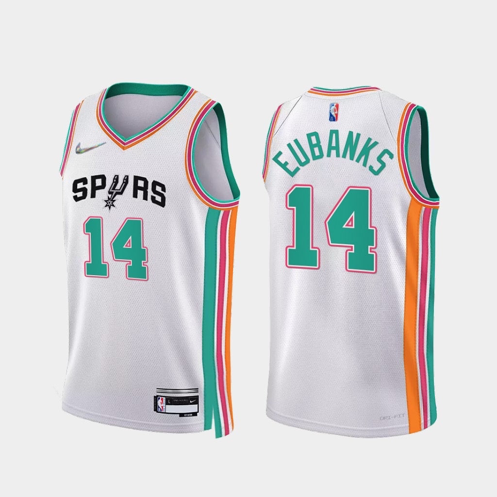 Spurs white/green 14 eubanks  jersey