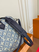 Louis Vuitton Monogram Jacquard Denim Speedy Bandouliere bag blue denim with embroidered white