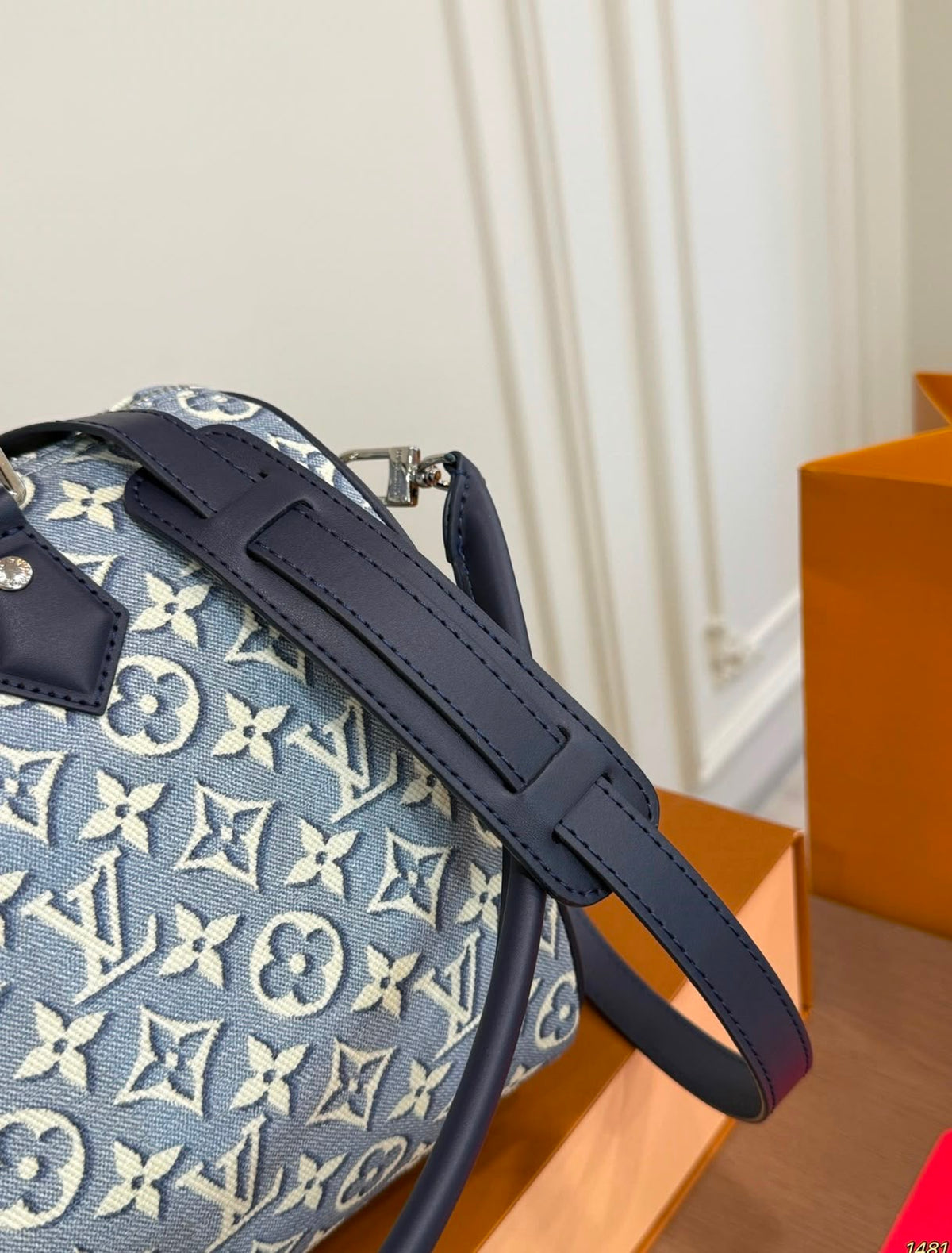 Louis Vuitton Monogram Jacquard Denim Speedy Bandouliere bag blue denim with embroidered white