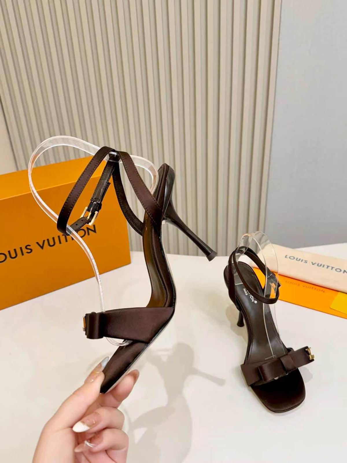 LV Bow-Tie Stiletto Sandals