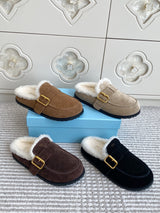 p315 Prada Fall/Winter Lambswool Mule Slippers | New Women's Boken Style