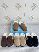 p315 Prada Fall/Winter Lambswool Mule Slippers | New Women's Boken Style