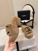 Chanel platform fur slippers