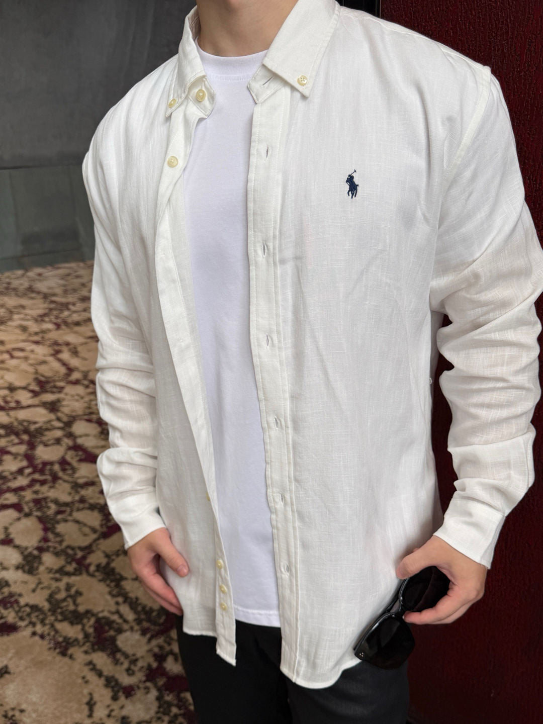 Ralph Lauren Warhorse Embroidery Linen Long-Sleeved Shirt (Fe22)