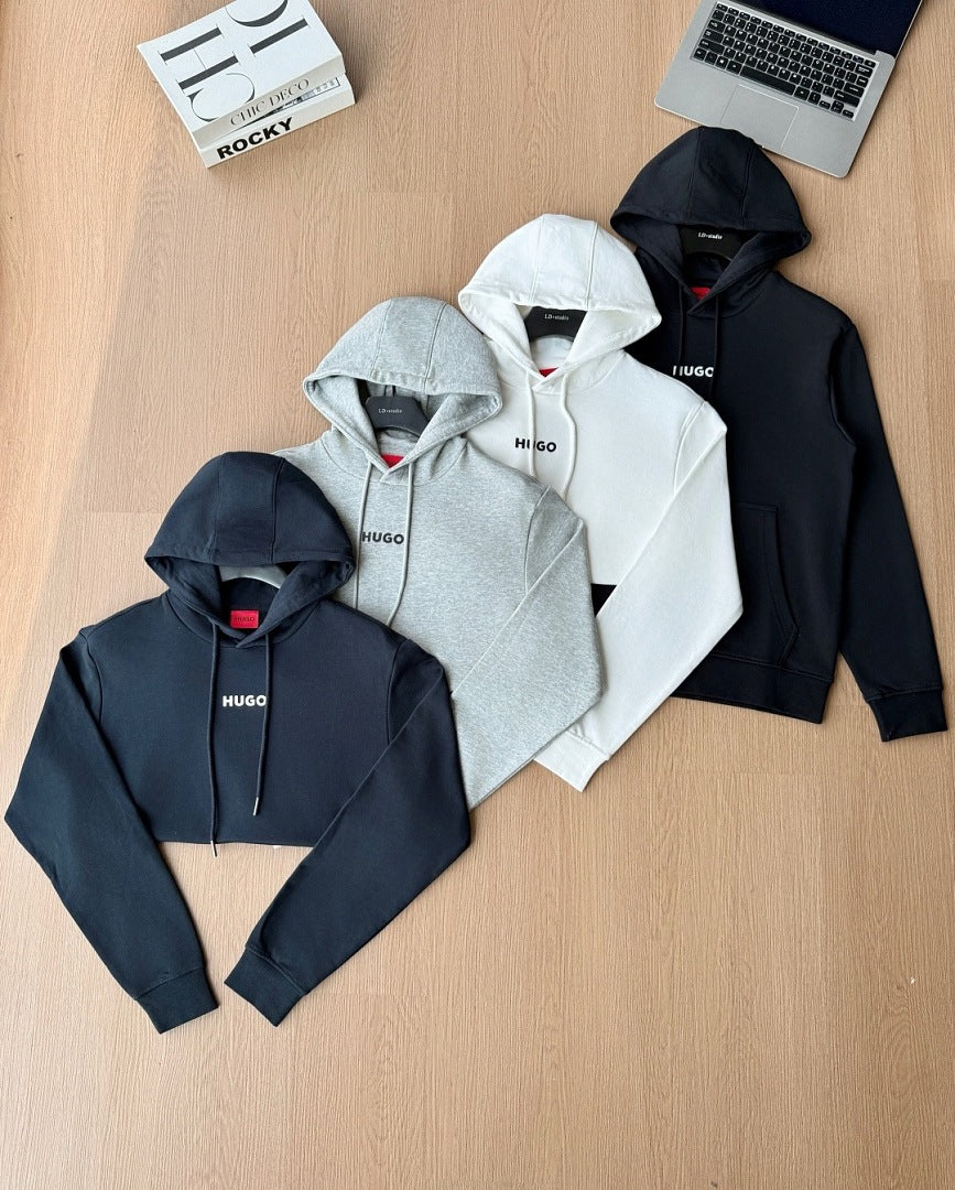 BOSSHUGO 2026秋季新品专柜同款 印花工艺棉质连帽外套 360克纯棉毛圈 M.L.XL 2XL Hugo-M3009