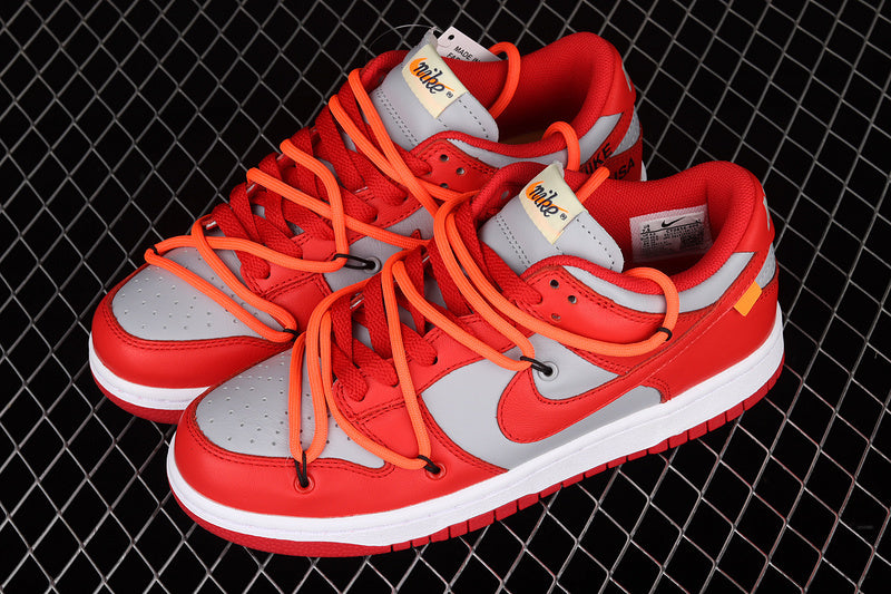 【360】[CT0856-600]-[PLUS OFF-WHITE X DUNK LOW UNIVERSITY RED/WOLF GREY]-[UNISEX:36-46]
