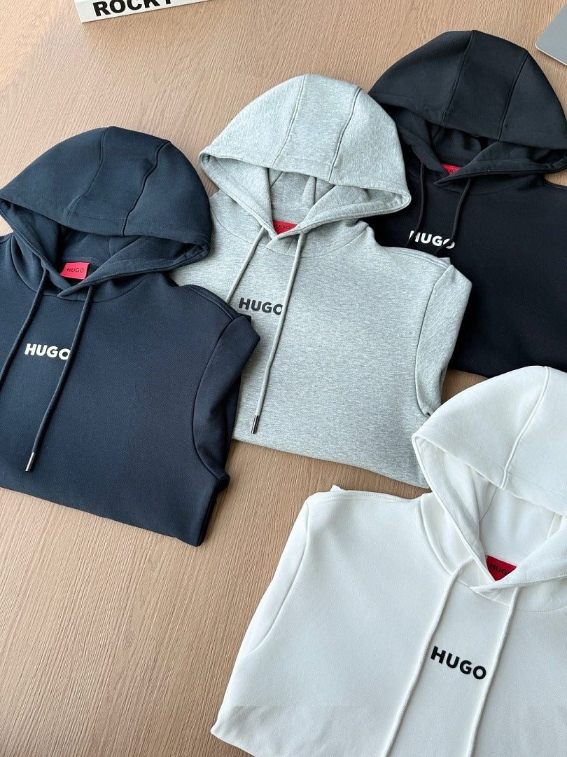 BOSSHUGO 2026秋季新品专柜同款 印花工艺棉质连帽外套 360克纯棉毛圈 M.L.XL 2XL Hugo-M3009