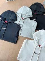 BOSSHUGO 2026秋季新品专柜同款 印花工艺棉质连帽外套 360克纯棉毛圈 M.L.XL 2XL Hugo-M3009