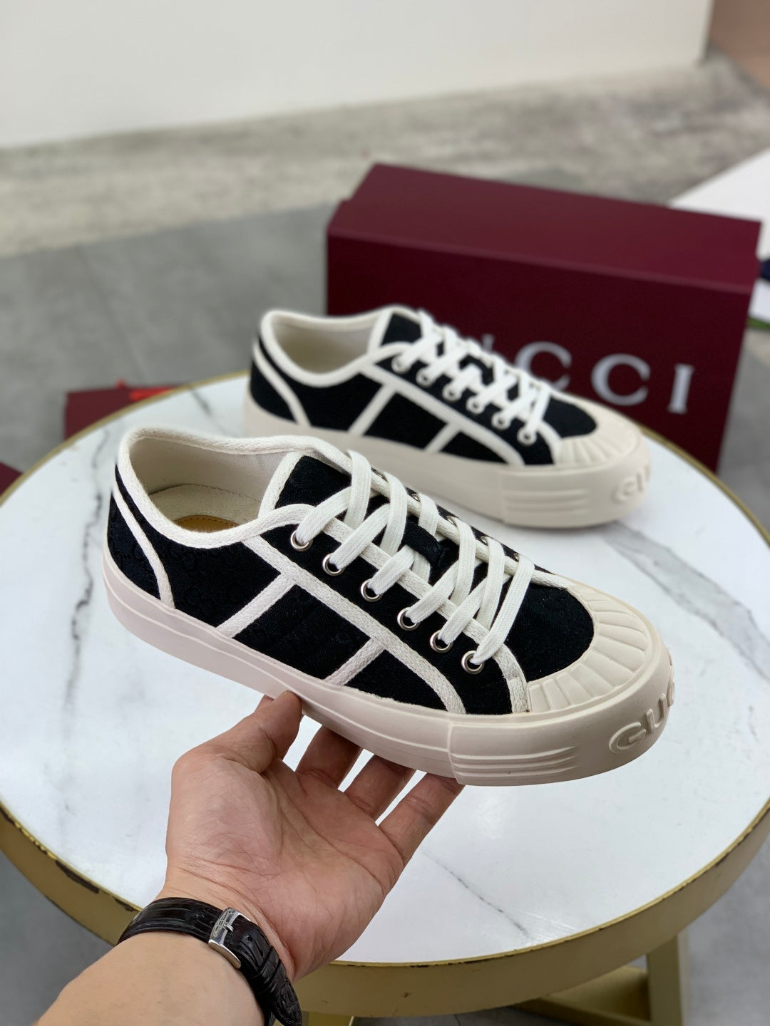 Factory direct price for women's Gucci platform canvas shoes