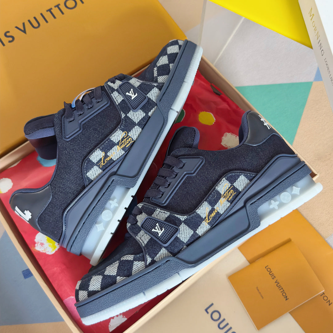 Top-tier version: Louis Vuitton LV Trainer couple's casual sneakers/skate shoes
