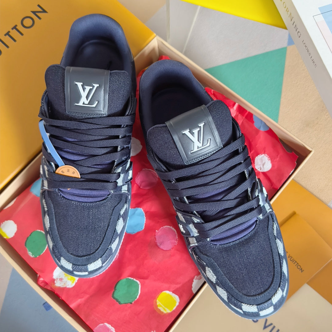Top-tier version: Louis Vuitton LV Trainer couple's casual sneakers/skate shoes