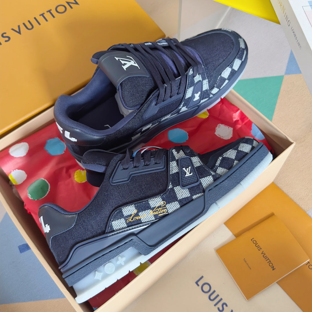 Top-tier version: Louis Vuitton LV Trainer couple's casual sneakers/skate shoes