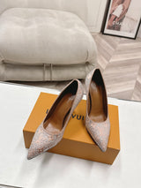 LV diamond-encrusted pointed-toe stilettos