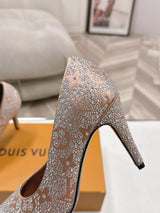 LV diamond-encrusted pointed-toe stilettos