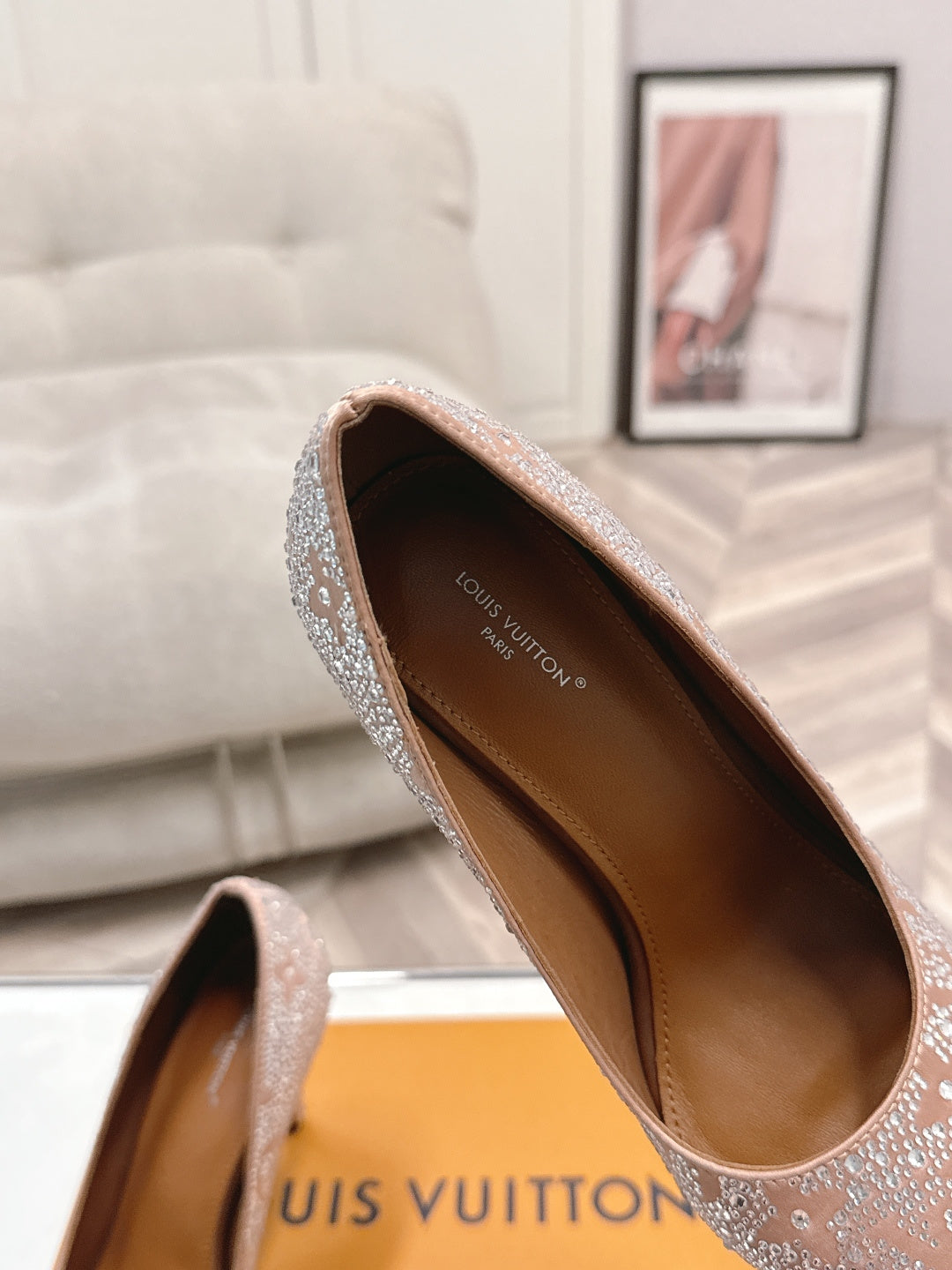 LV diamond-encrusted pointed-toe stilettos