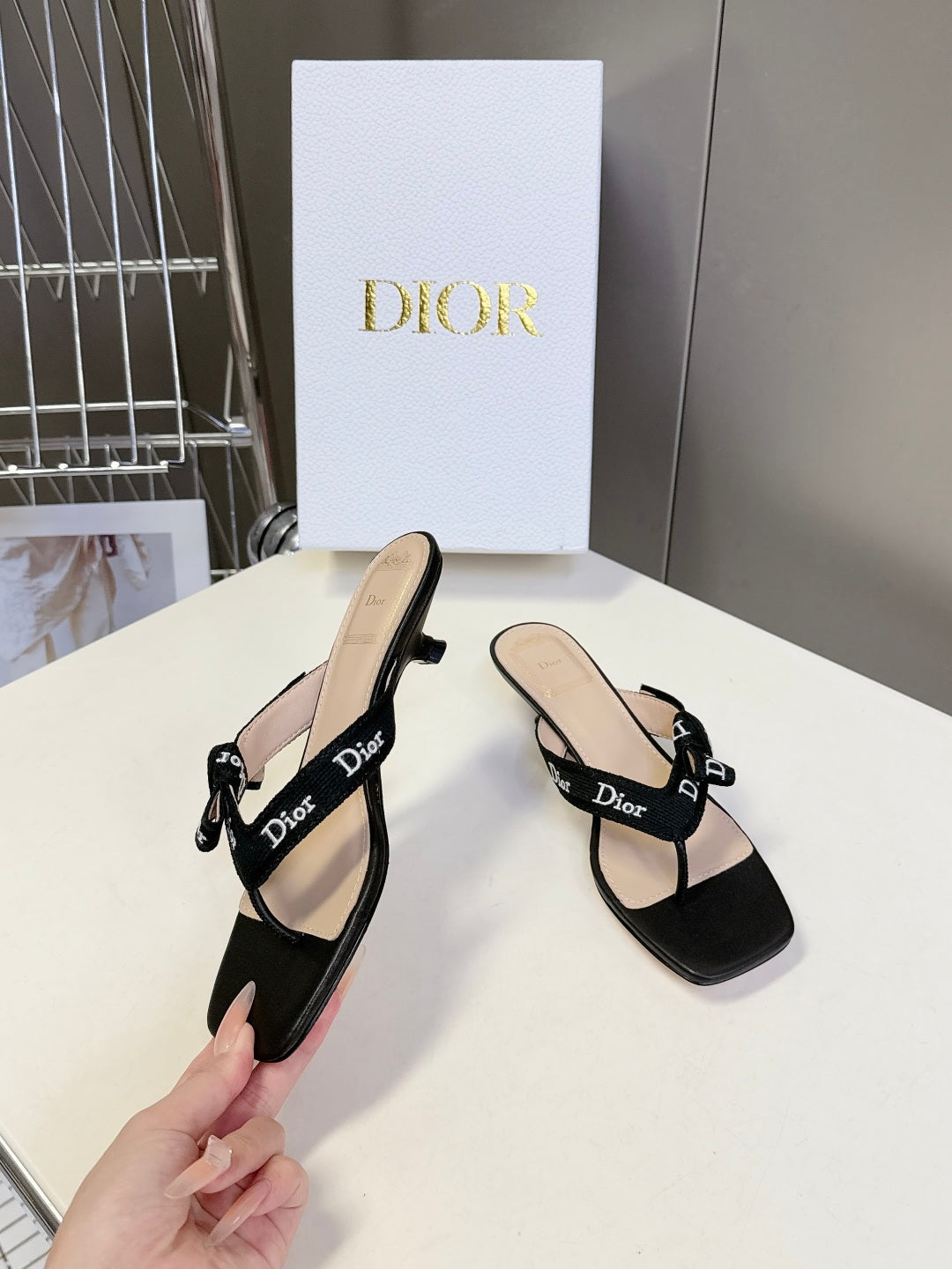 Dior's latest J'Adior thong kitten heel sandals