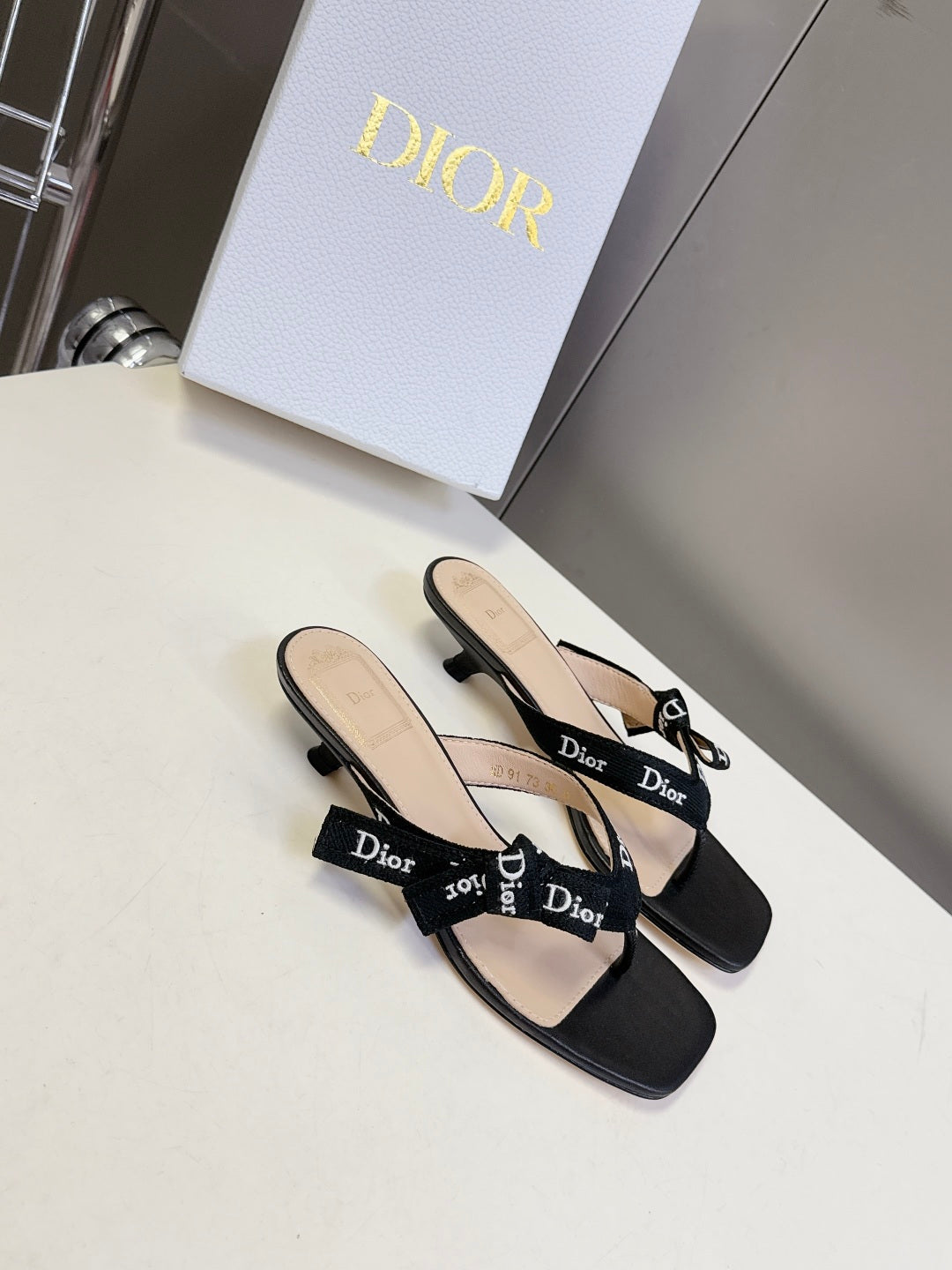 Dior's latest J'Adior thong kitten heel sandals