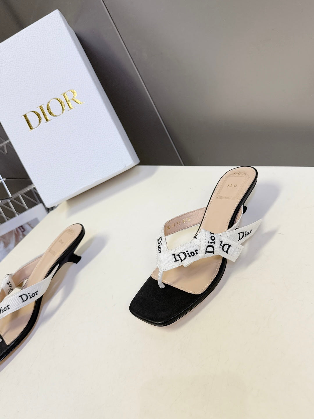 Dior's latest J'Adior thong kitten heel sandals