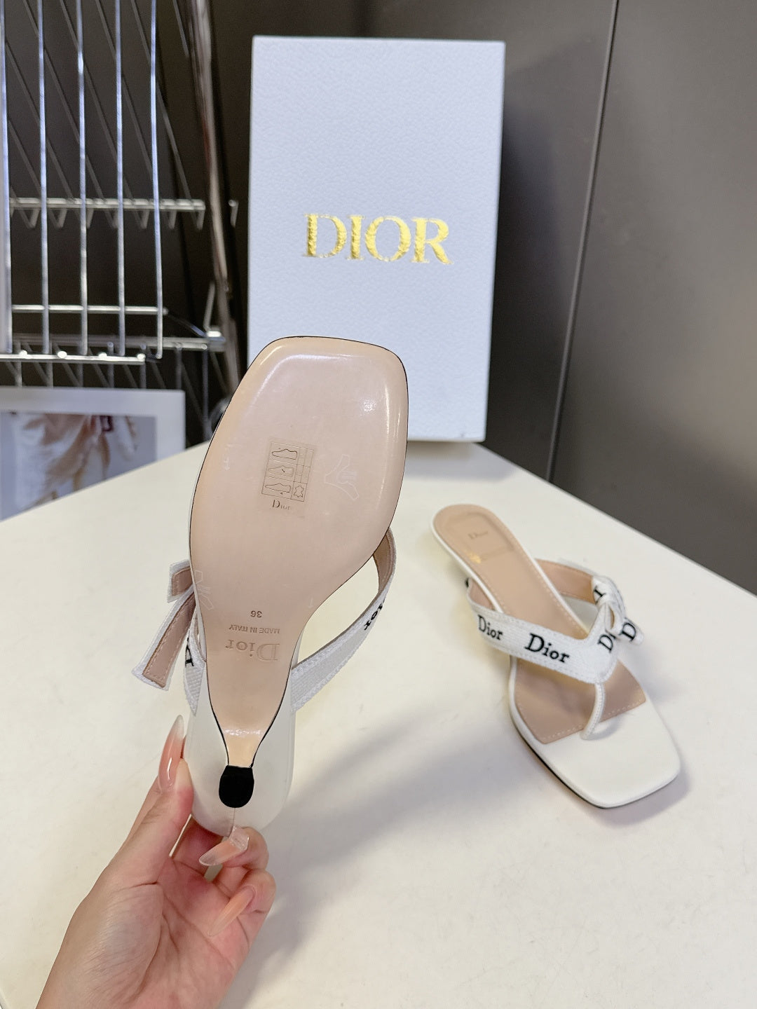 Dior's latest J'Adior flip-flops with kitten heels