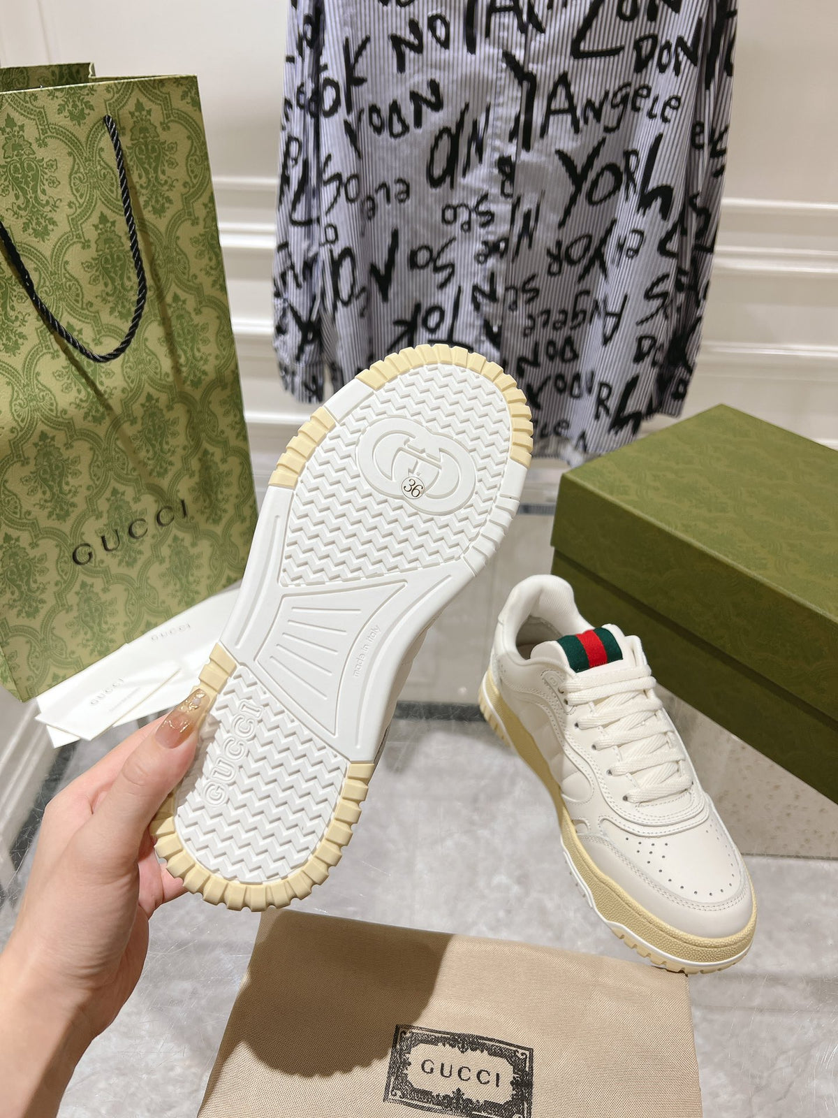 New Gucci retro distressed sneakers, white sneakers, 23ss latest hot seller