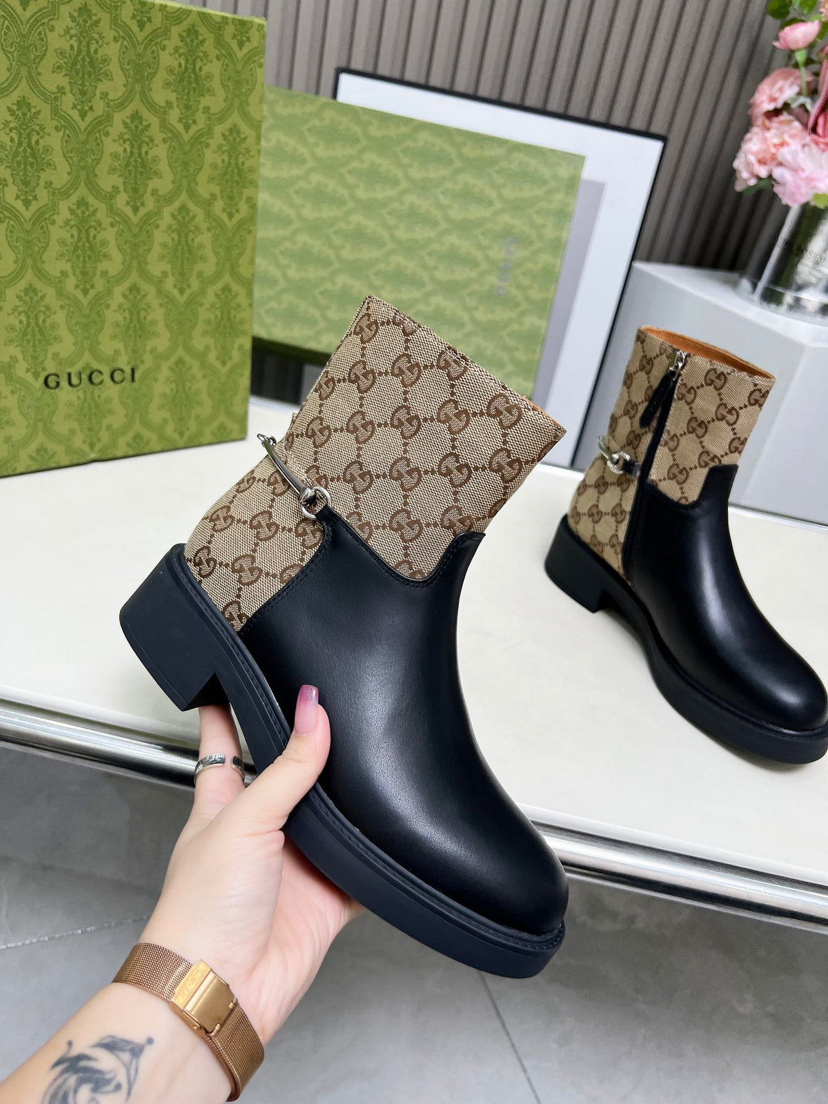 Gucci Women's Slim Horsebit Ankle Boots