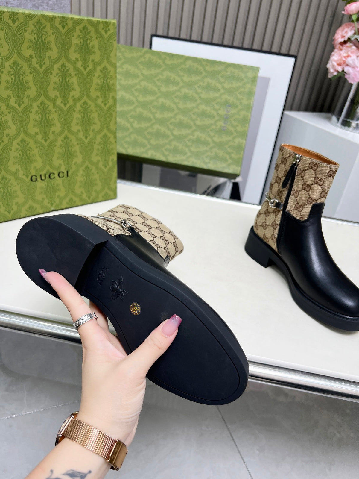 Gucci Women's Slim Horsebit Ankle Boots
