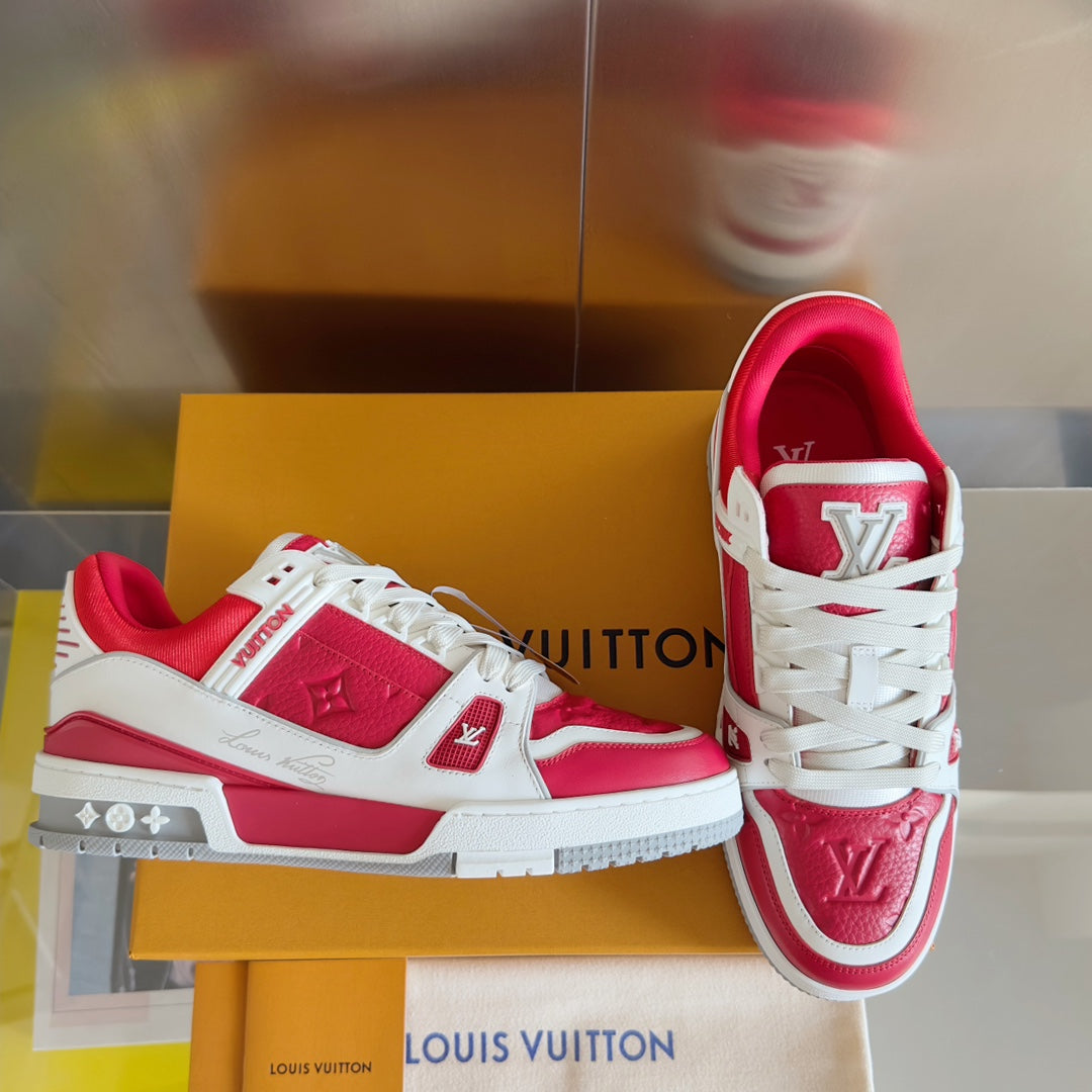 Top-tier version: Louis Vuitton LV Trainer casual sneakers/skate shoes for couples