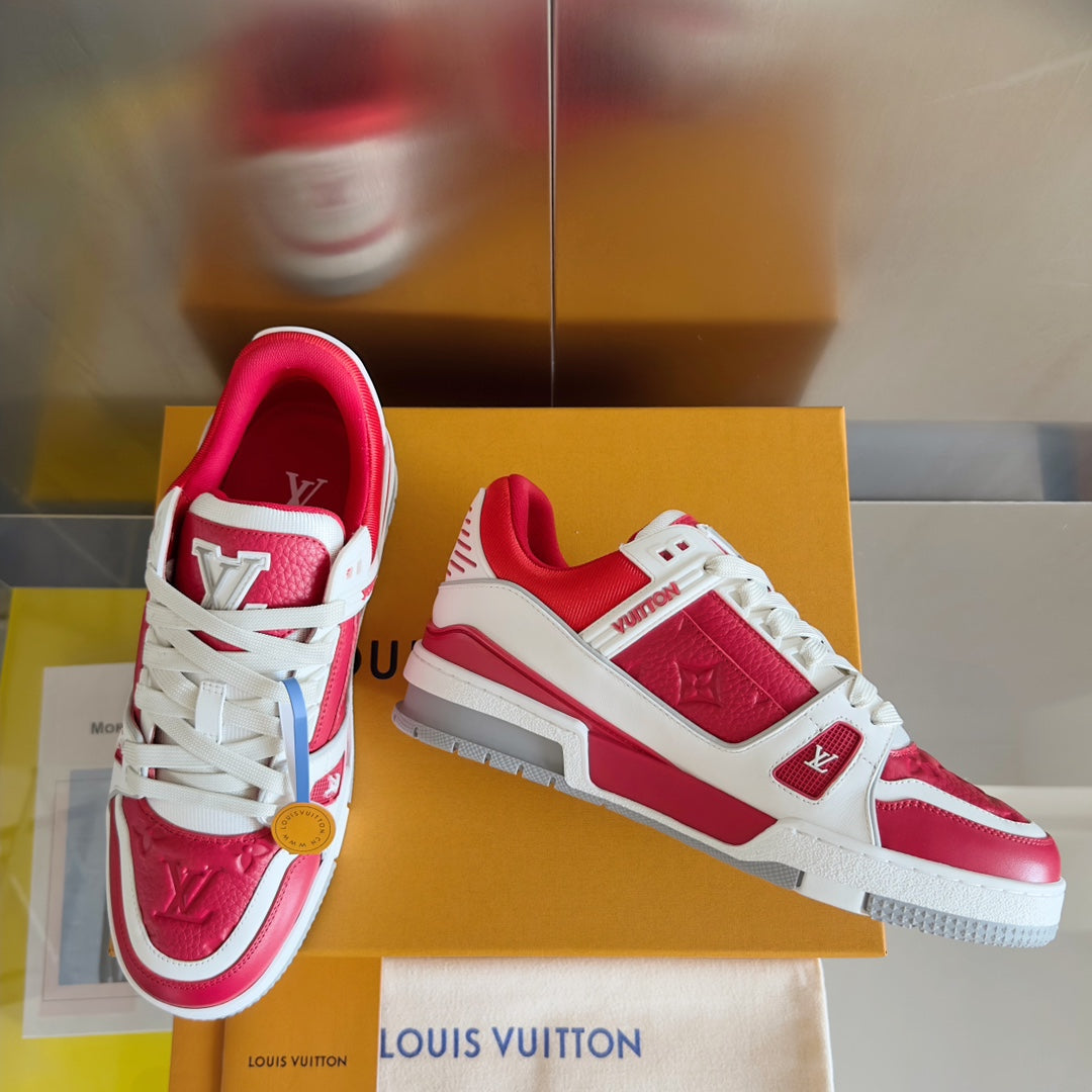 Top-tier version: Louis Vuitton LV Trainer casual sneakers/skate shoes for couples