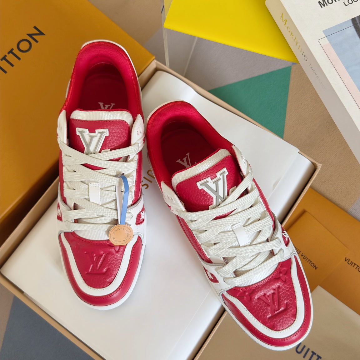 Top-tier version: Louis Vuitton LV Trainer casual sneakers/skate shoes for couples